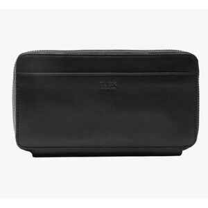 Tusk Genuine Leather Double Zip Wallet Organizer Clutch Black New